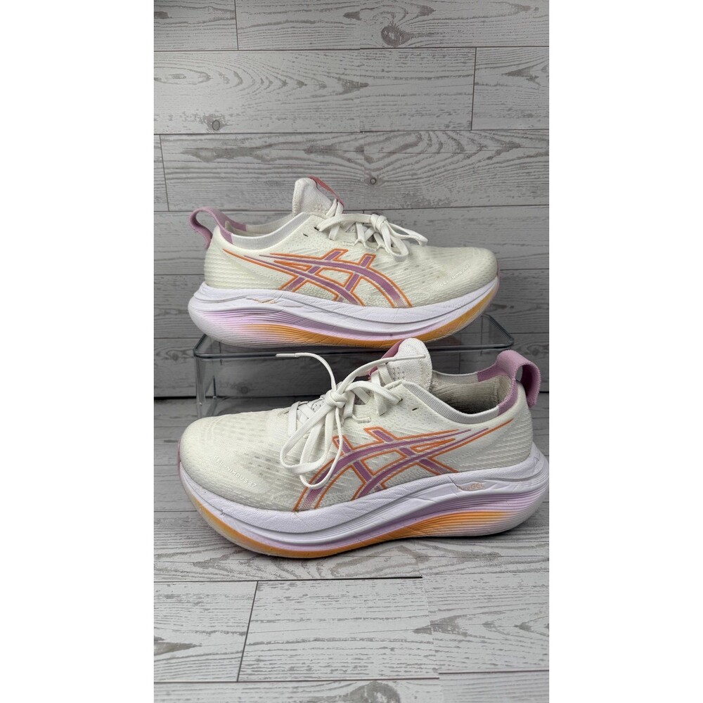 ASICS Gel Nimbus 27 White Light Ube Womens Sz 8.5 Running Shoes #368